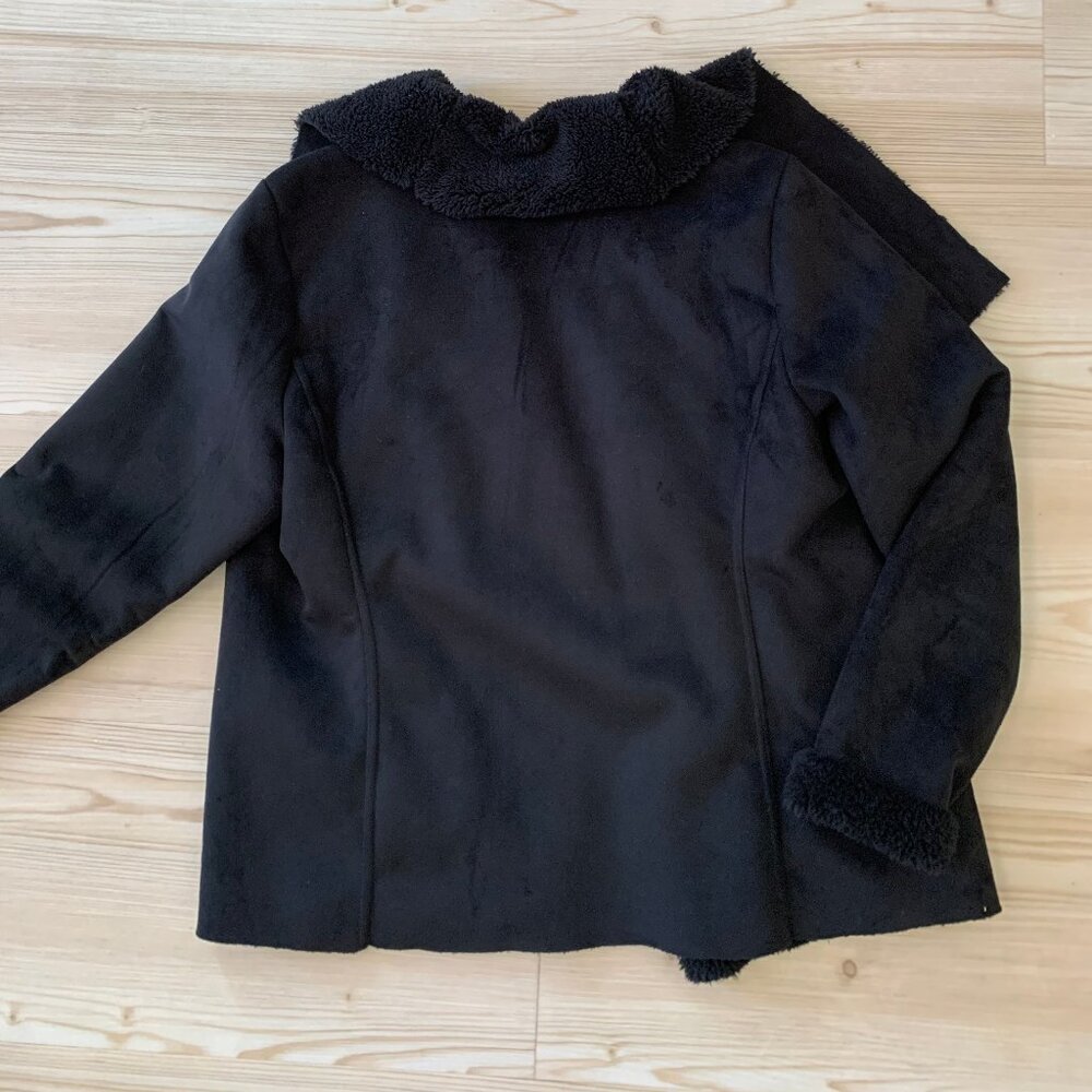 Lauren Ralph Lauren Faux Fur & Faux Suede Coat Sz. LP - Picture 3 of 5